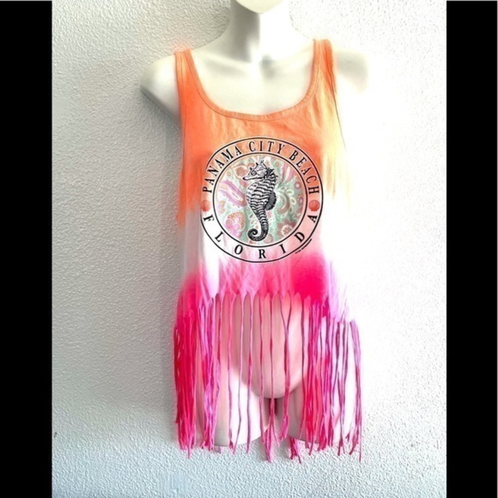 BEACH BY EXIST cropped tank top with fringe size L